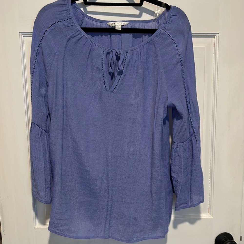 Counterparts Medium Seaglass blue blouse.